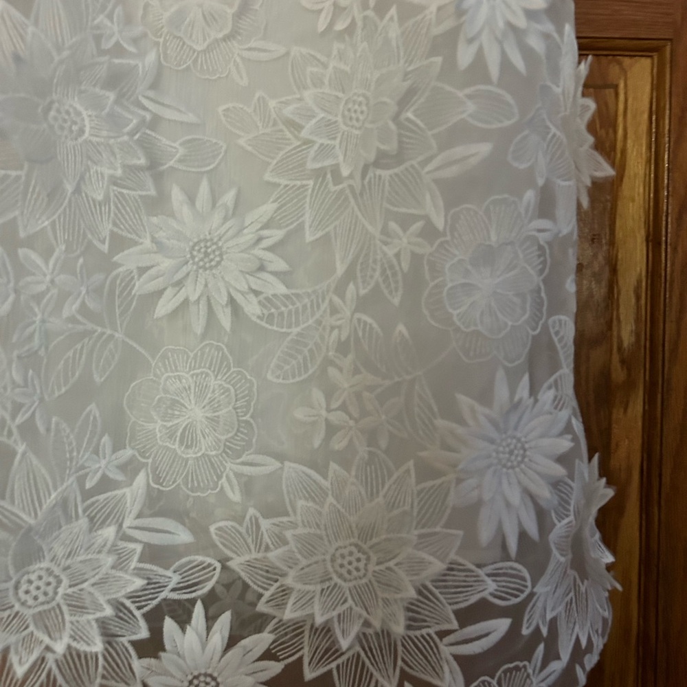 ZARA collection Elegant Floral Oyster White Lace Dress Large - Picture 4 of 8